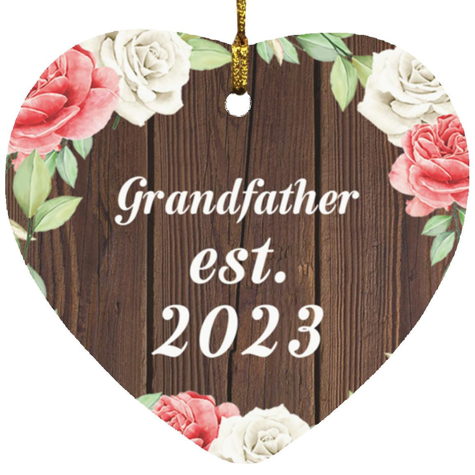 Grandfather Established Est. 2023 - Heart Ornament A