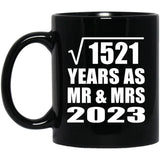 39th Anniversary Square Root of 1521 Years As Mr & Mrs 2023 - 11oz Coffee Mug Black