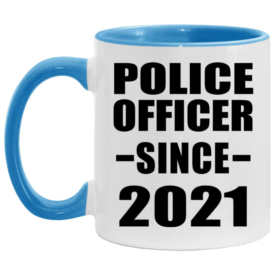 Police Officer Since 2021 - 11oz Accent Mug Blue