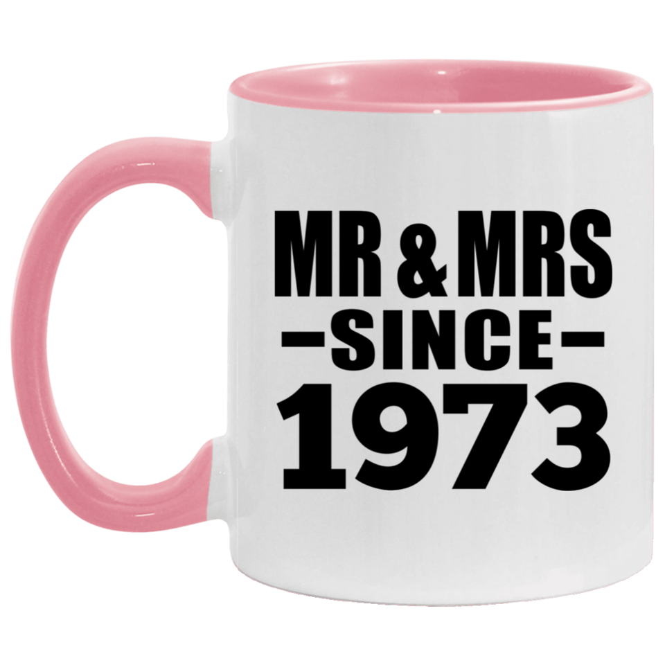 51st Anniversary Mr & Mrs Since 1973 - 11oz Accent Mug Pink