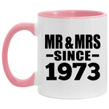51st Anniversary Mr & Mrs Since 1973 - 11oz Accent Mug Pink