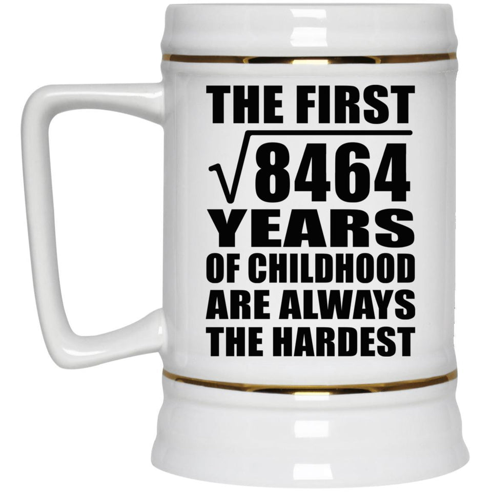 92nd Birthday Square Root of 8464 Years of Childhood - Beer Stein
