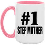 Number One #1 Step Mother - 15oz Accent Mug Pink