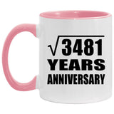 59th Anniversary Square Root of 3481 Years Anniversary - 11oz Accent Mug Pink