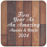 First Year As An Amazing Auntie & Uncle 2024 - Drink Coaster E