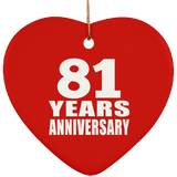 81st Anniversary 81 Years - Heart Ornament