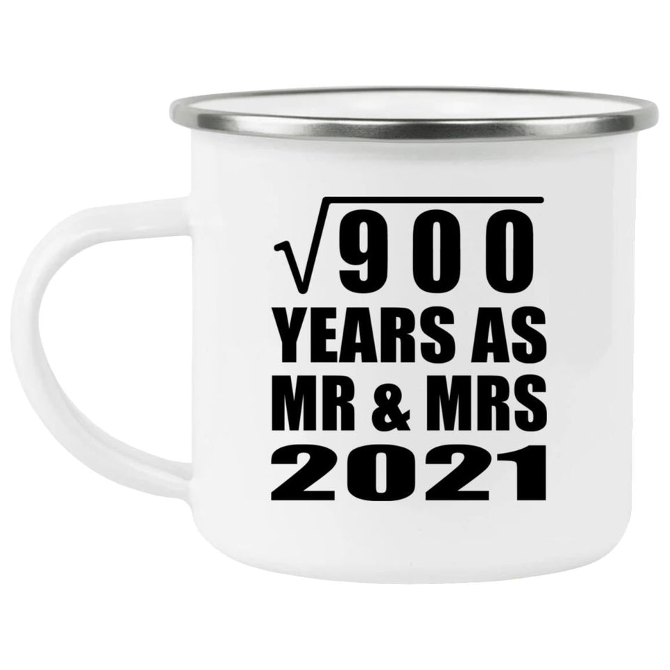 30th Anniversary Square Root of 900 Years As Mr & Mrs 2021 - 12oz Camping Mug