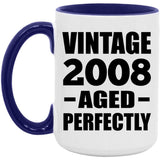 16th Birthday Vintage 2008 Aged Perfectly - 15oz Accent Mug Purple