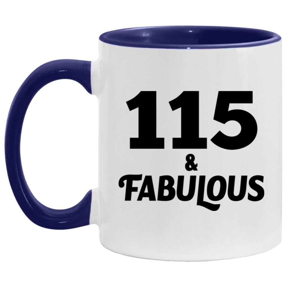 115th Birthday 115 & Fabulous - 11oz Accent Mug Purple
