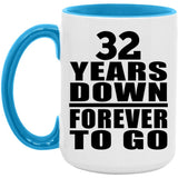 32nd Anniversary 32 Years Down Forever to Go - 15oz Accent Mug Blue