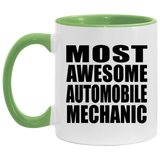 Most Awesome Automobile Mechanic - 11oz Accent Mug Green