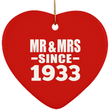 91st Anniversary Mr & Mrs Since 1933 - Heart Ornament