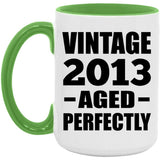 11th Birthday Vintage 2013 Aged Perfectly - 15oz Accent Mug Green