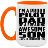 Proud Pilot Dad Of Awesome Son - 15oz Accent Mug Orange
