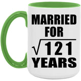 11th Anniversary Married For Square Root of 121 Years - 15oz Accent Mug Green