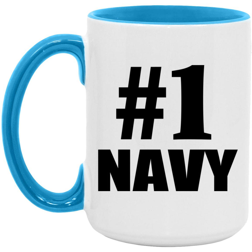 Number One #1 Navy - 15oz Accent Mug Blue