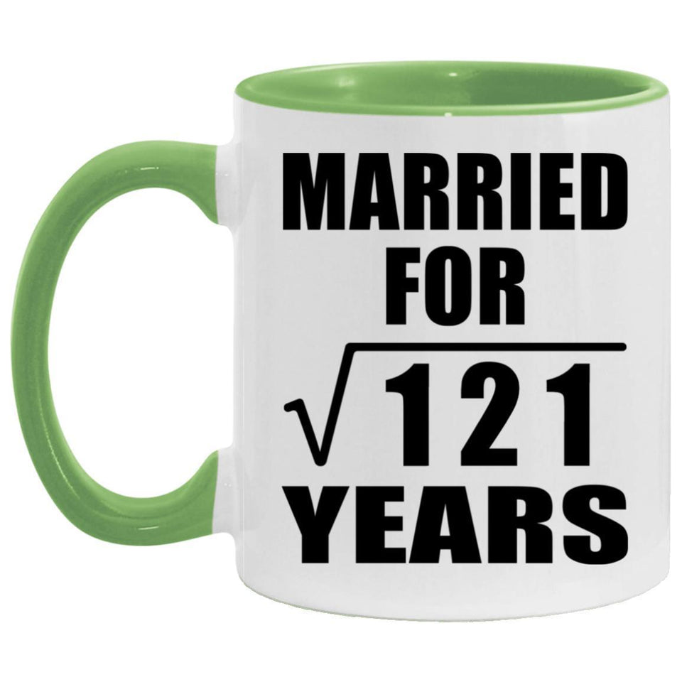11th Anniversary Married For Square Root of 121 Years - 11oz Accent Mug Green
