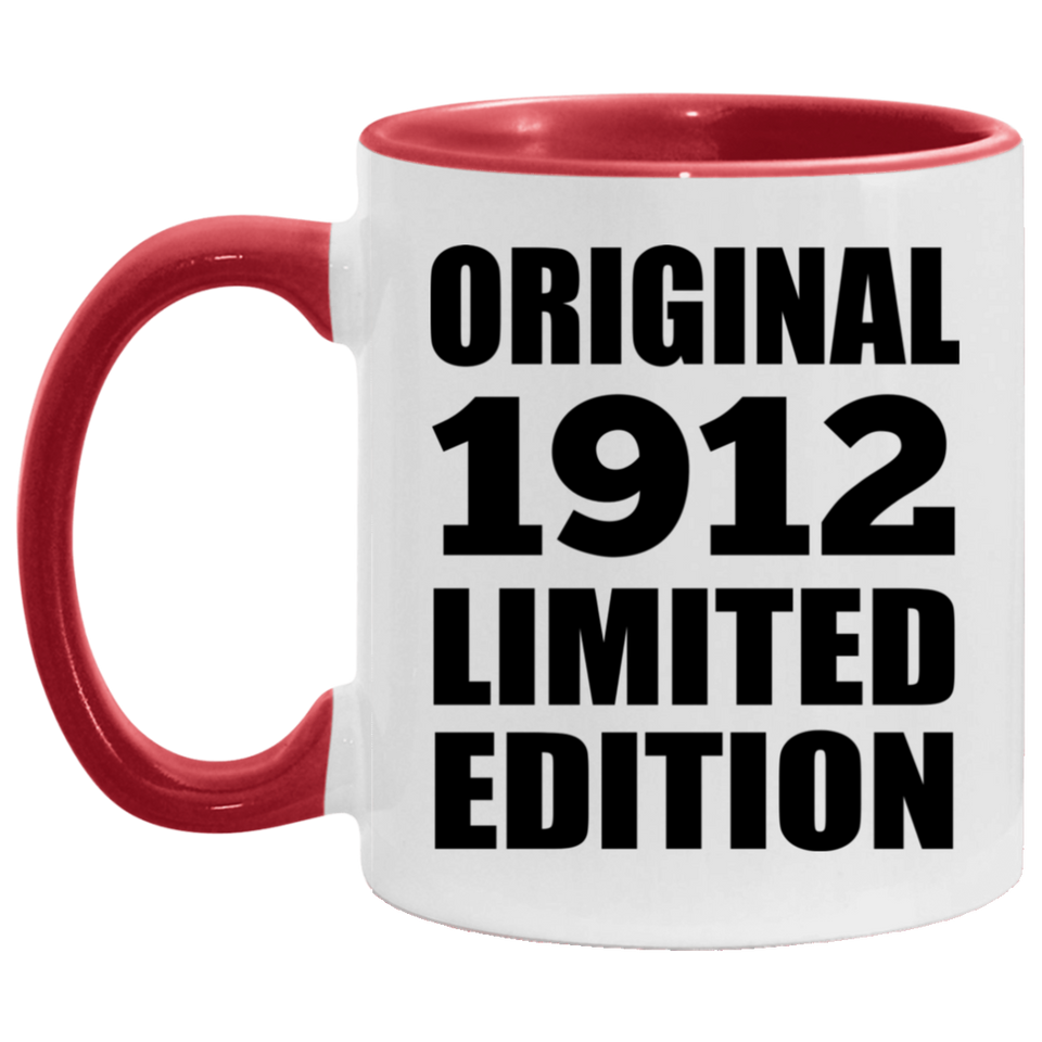 112th Birthday Original 1912 Limited Edition - 11oz Accent Mug Red