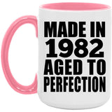 42nd Birthday Made In 1982 Aged to Perfection - 15oz Accent Mug Pink