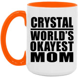 Crystal World's Okayest Mom - 15oz Accent Mug Orange
