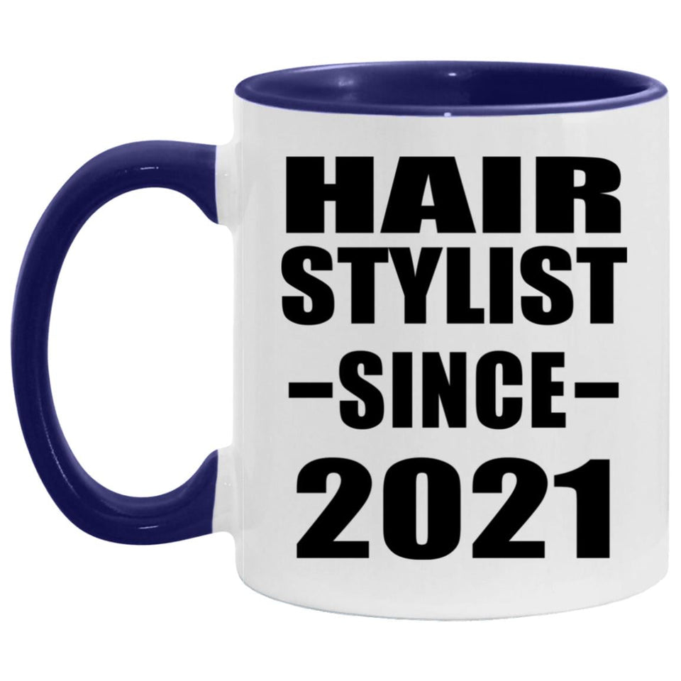 Hair Stylist Since 2021 - 11oz Accent Mug Purple