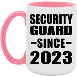 Security Guard Since 2023 - 15oz Accent Mug Pink