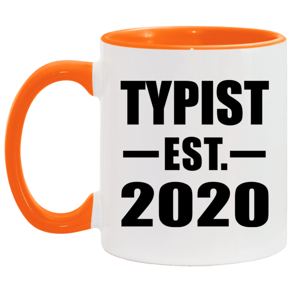 Typist Established EST. 2020 - 11oz Accent Mug Orange