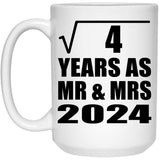 2nd Anniversary Square Root of 4 Years As Mr & Mrs 2024 - 15oz Coffee Mug