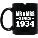 90th Anniversary Mr & Mrs Since 1934 - 11 Oz Coffee Mug Black