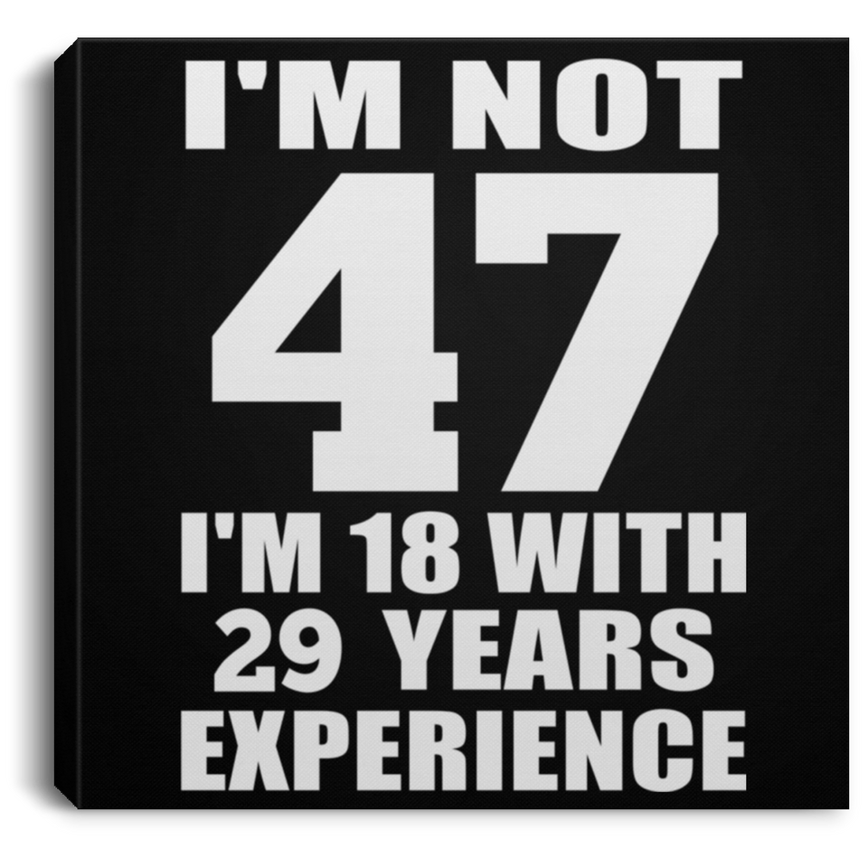47th Birthday I'm Not 47 I'm 18 With 29 Years Experience - Canvas Square