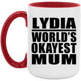 Lydia World's Okayest Mum - 15oz Accent Mug Red