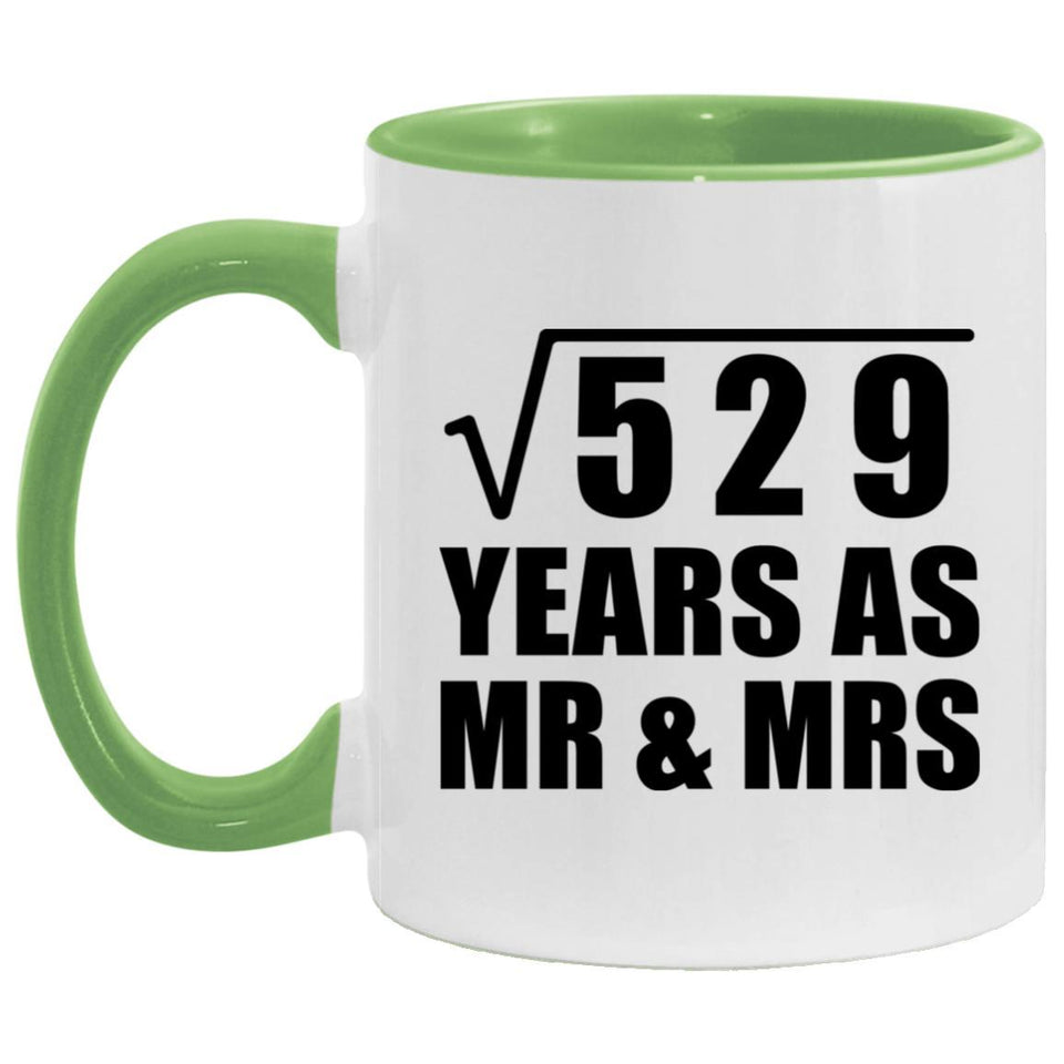 23rd Anniversary Square Root of 529 Years As Mr & Mrs - 11oz Accent Mug Green
