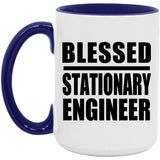 Blessed Stationary Engineer - 15oz Accent Mug Purple