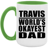 Travis World's Okayest Dad - 15oz Accent Mug Green