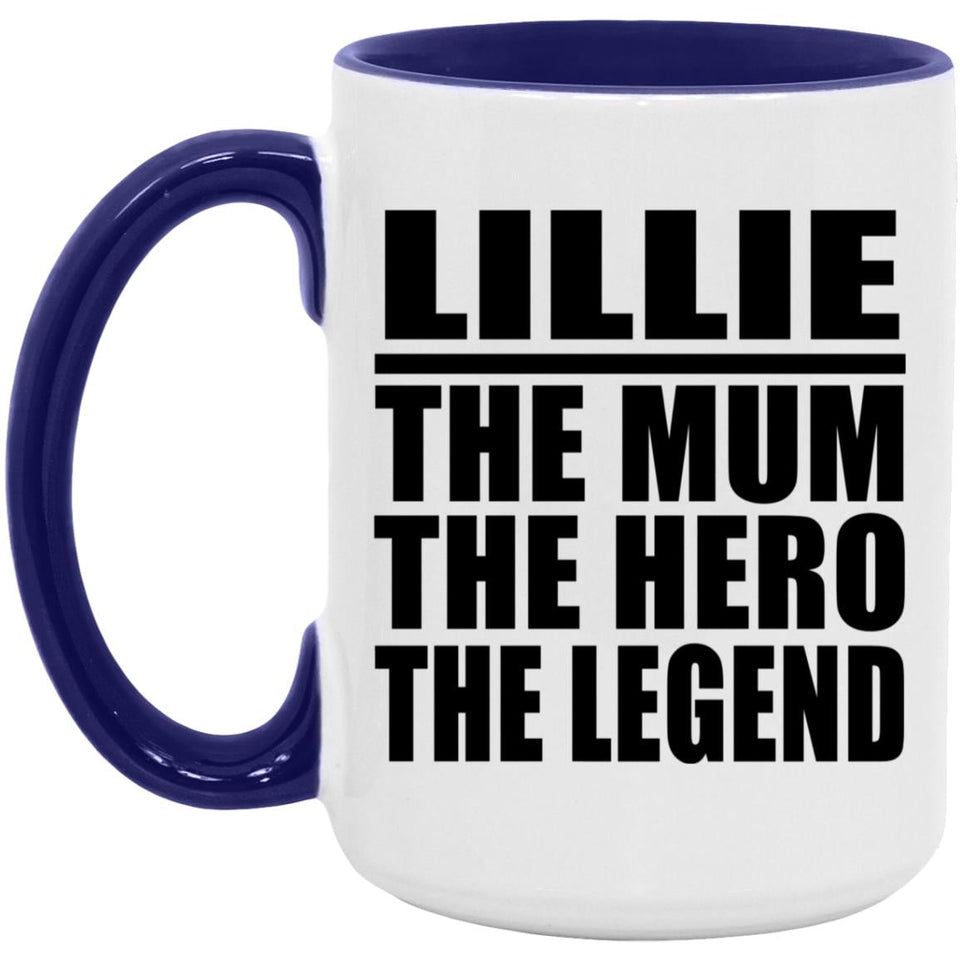Lillie The Mum The Hero The Legend - 15oz Accent Mug Purple