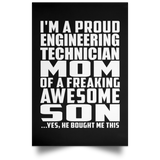 Proud Engineering Technician Mom Of Awesome Son - Poster Portrait