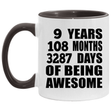 9th Birthday 9 Years 108 Months 3287 Days Of Awesome - 11oz Accent Mug Black