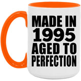 29th Birthday Made In 1995 Aged to Perfection - 15oz Accent Mug Orange