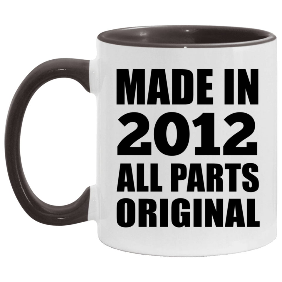 12th Birthday Made in 2012 All Parts Original - 11oz Accent Mug Black