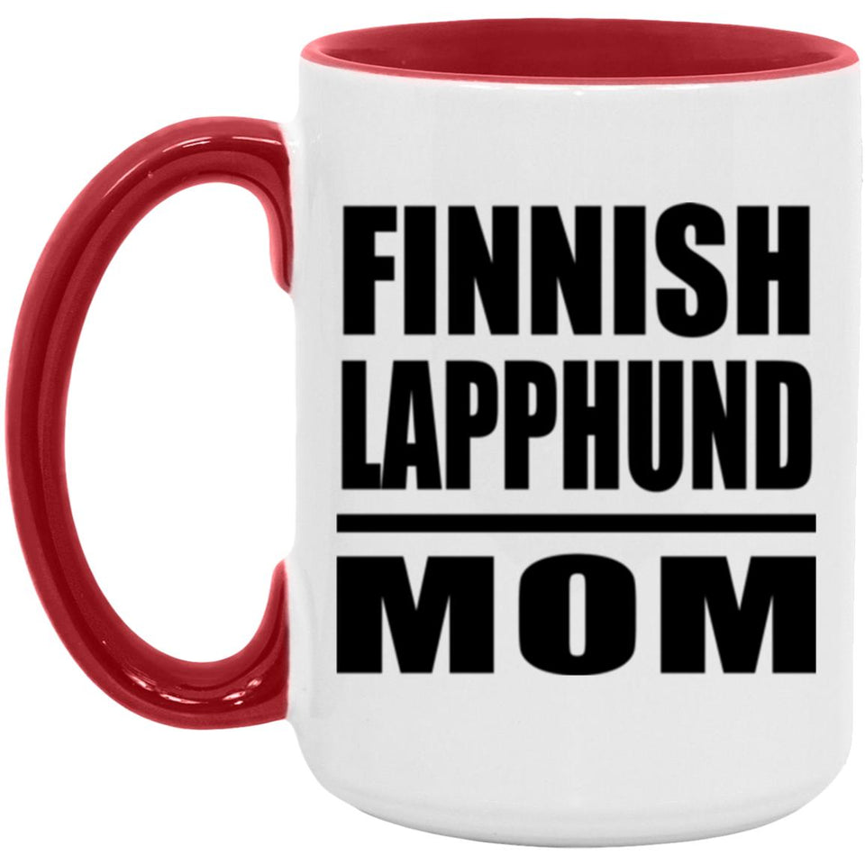 Finnish Lapphund Mom - 15oz Accent Mug Red