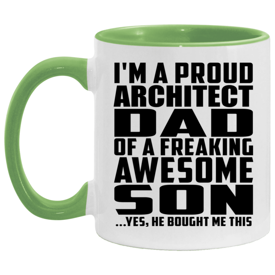 Proud Architect Dad Of Awesome Son - 11oz Accent Mug Green
