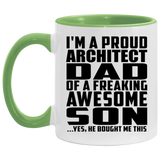 Proud Architect Dad Of Awesome Son - 11oz Accent Mug Green