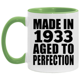 91st Birthday Made In 1933 Aged to Perfection - 11oz Accent Mug Green