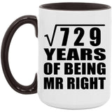 27th Anniversary Square Root of 729 Years of Being Mr Right - 15oz Accent Mug Black
