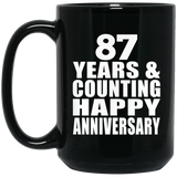 Happy 87th Anniversary 87 Years & Counting - 15 Oz Coffee Mug Black