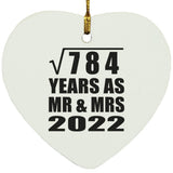 28th Anniversary Square Root of 784 Years As Mr & Mrs 2022 - Heart Ornament