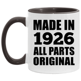 98th Birthday Made in 1926 All Parts Original - 11oz Accent Mug Black