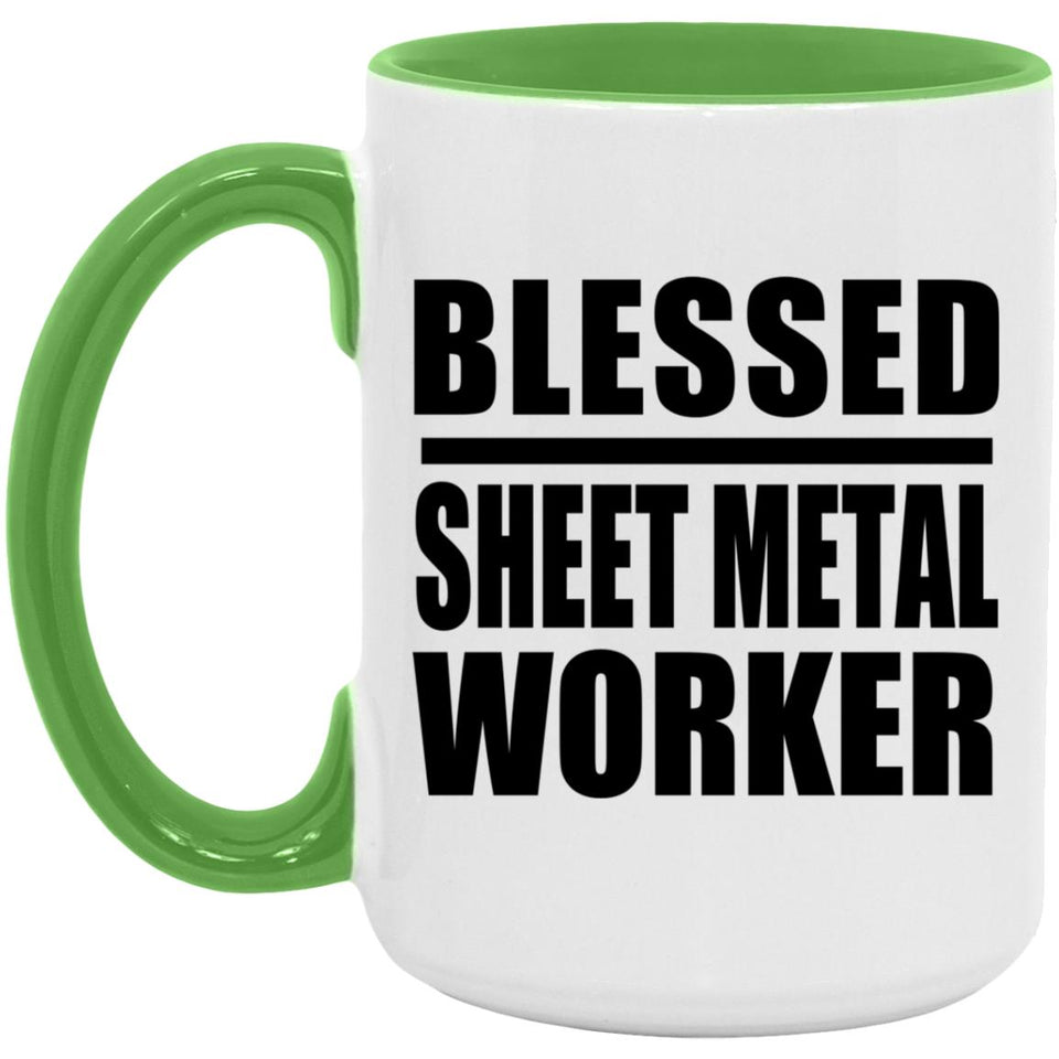 Blessed Sheet Metal Worker - 15oz Accent Mug Green