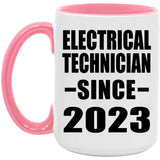 Electrical Technician Since 2023 - 15oz Accent Mug Pink