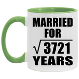61st Anniversary Married For Square Root of 3721 Years - 11oz Accent Mug Green
